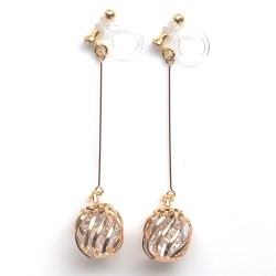 dangle crystals in gold cage invisible clip on earrings