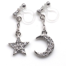 <img src=”dangle-silver-cystal-pave-rhinestone-moon-and-star-invisible-clip-on-earrings6.jpg” alt=”pierced look and comfortable dangle silver star and moon crystal pave rhinestone invisible clip on earrings”/>