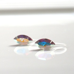 diamond shape aurora borelis swarovski crystal invisible clip on earrings