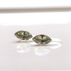 diamond shape luminous green light green yellow swarovski crystal invisible clip on earrings