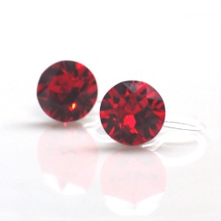 Ruby red siam swarovski crystal invisible clip on earrings