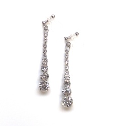 Bridal Gradated Rhinestone and Crystal silver invisible clip on earrings