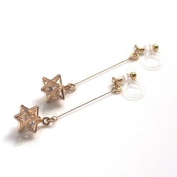 Dangle Crystal in Gold Star Invisible Clip On Earrings