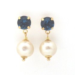 Montana Swarovski crystal and Japanese cotton pearl earrings2