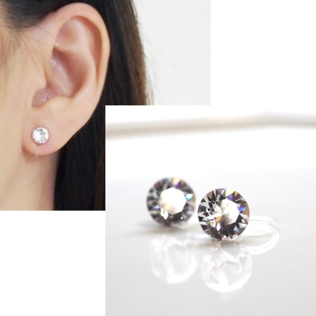 Swarovski crystal stud invisible clip on earrings non pierced earrings 5