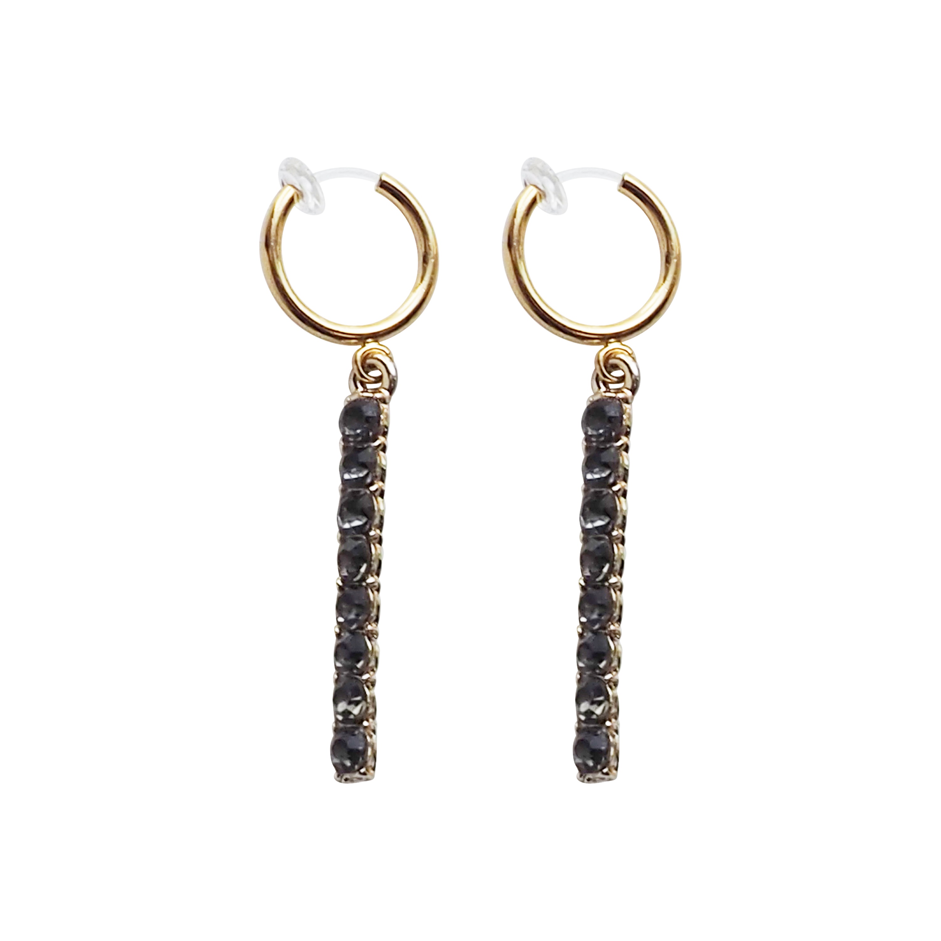 Comfortable pierced look black crystal rhinestone bar clip on earrings (1 (3).jpg