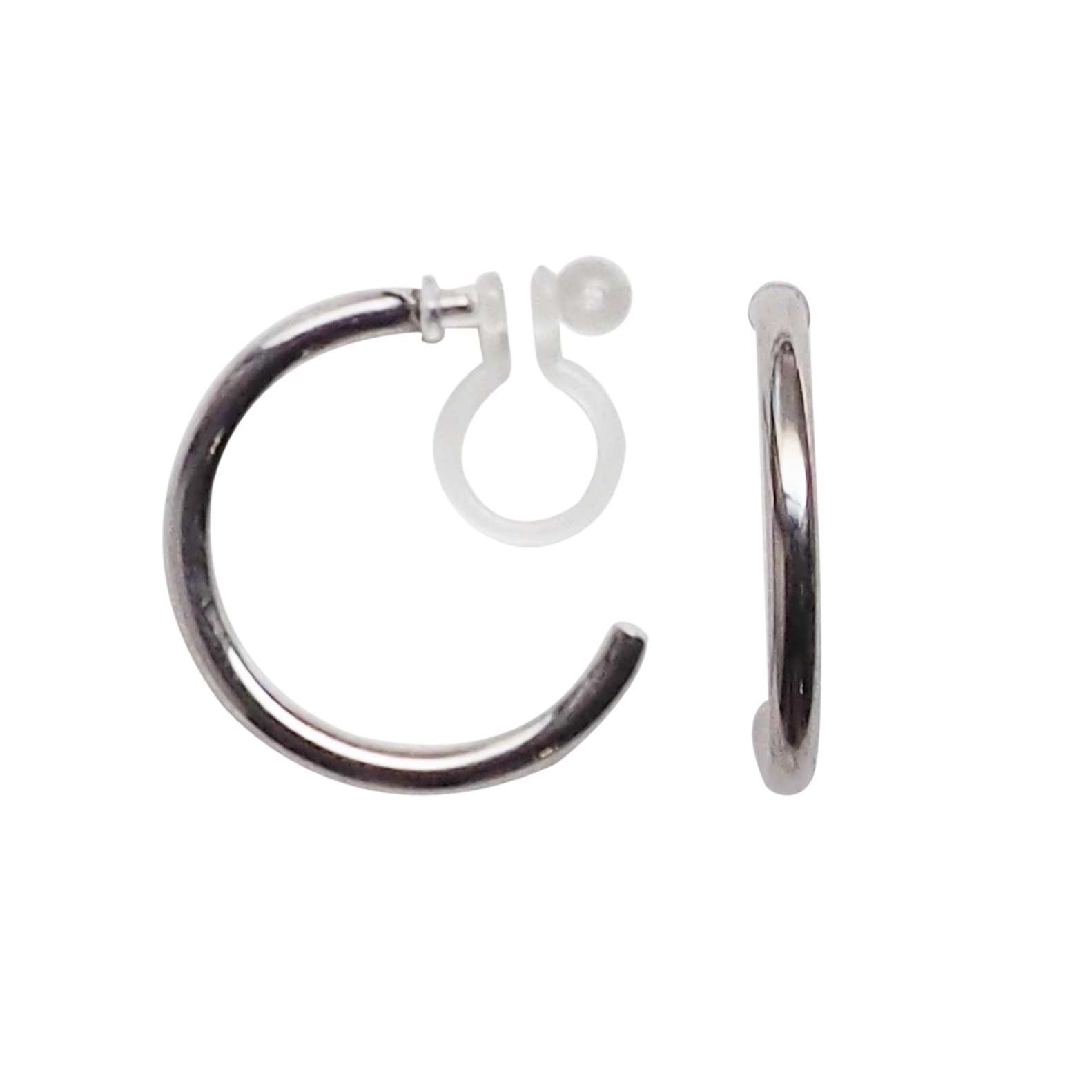 Comfortable pierced look elegant small silver simple hoop Invisible clip on earrings Miyabi Grace (5).jpg