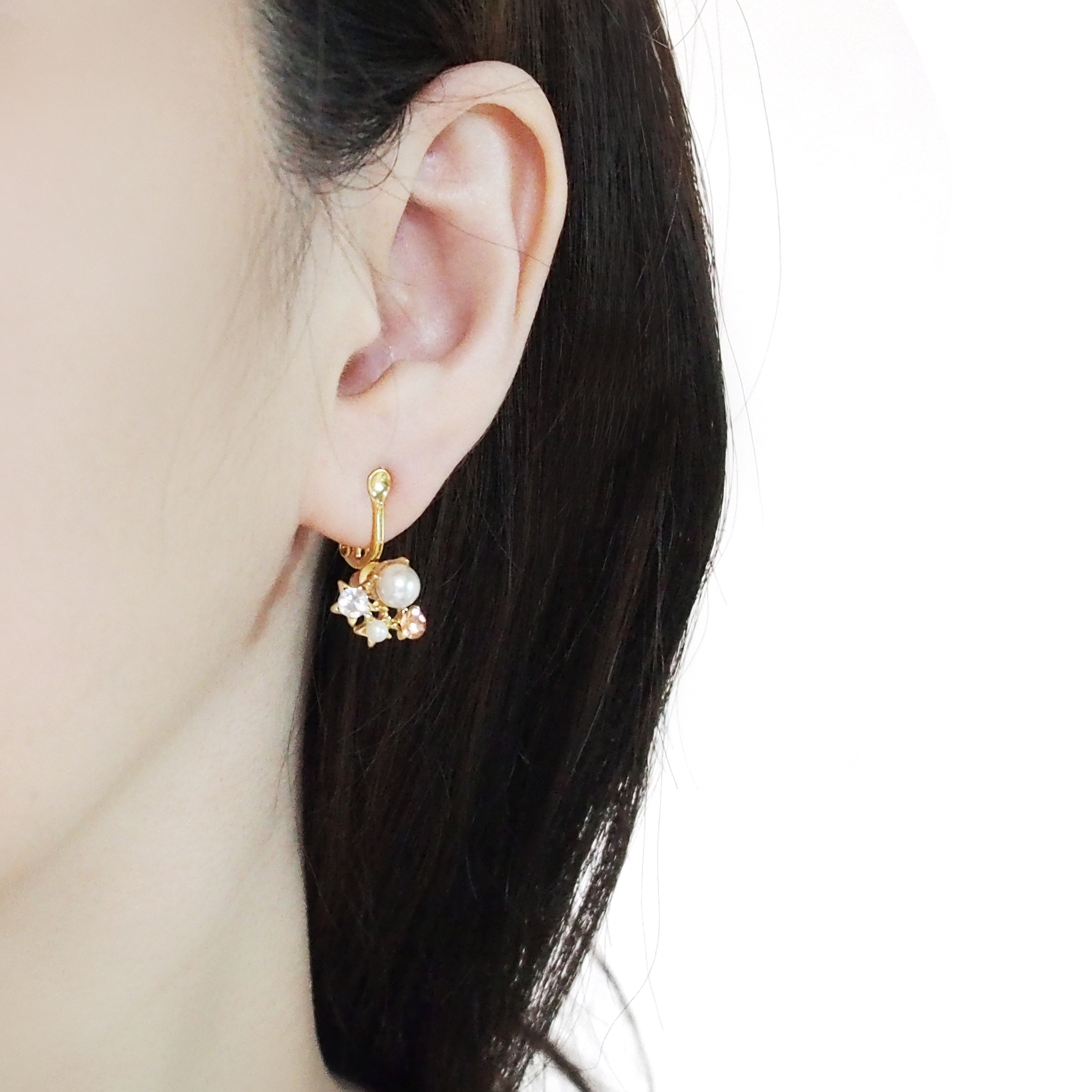 Comfortable pierced look gold clip on earrings converters Miyabi Grace 1.jpg