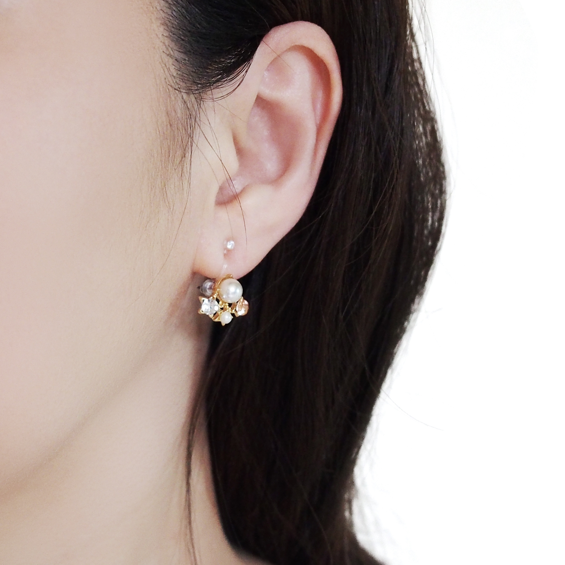 comfortable pierced look invisible clip on earring converter rhinetone Miyabi Grace10.jpg
