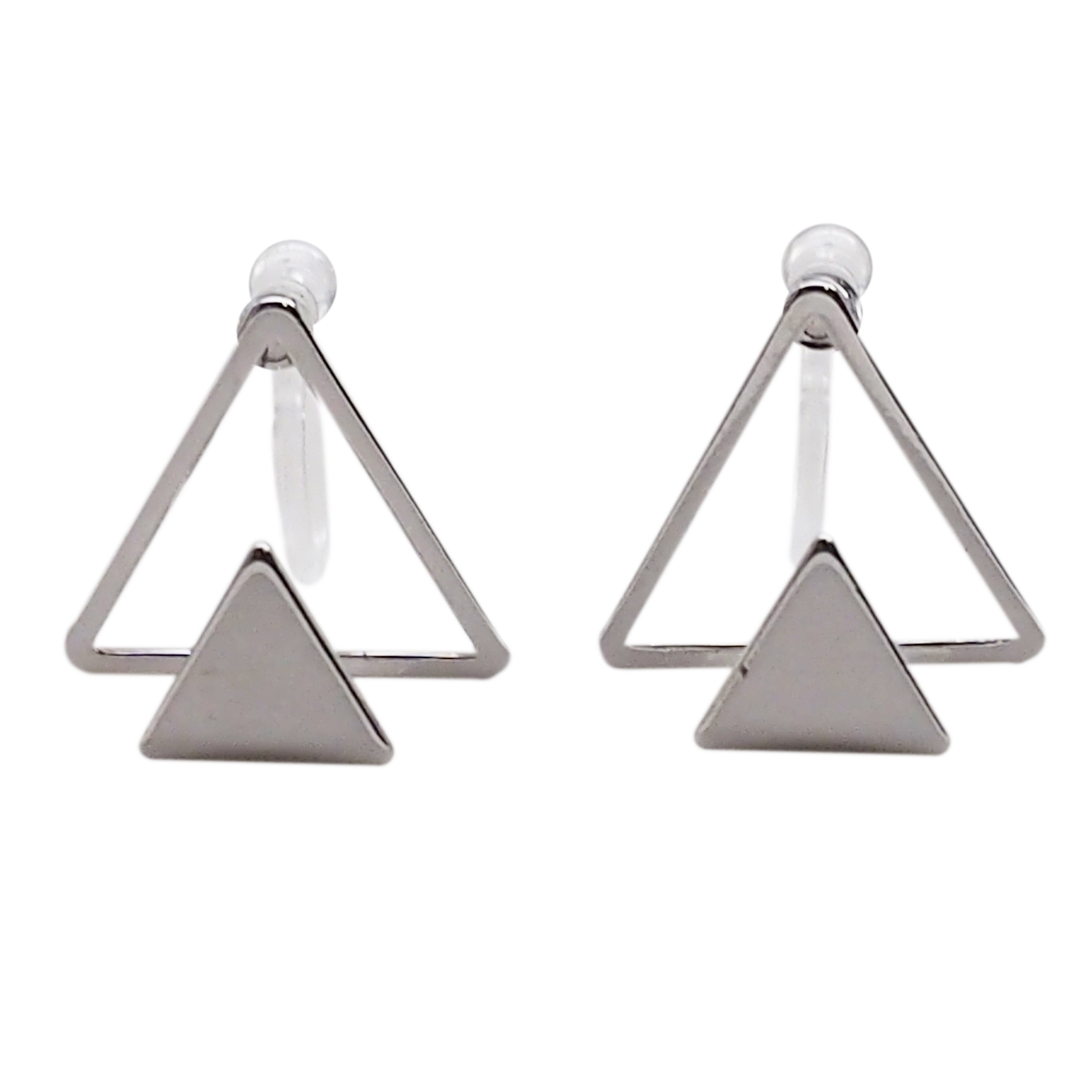 Comfortable-pierced-look-Silver-Double-Triangle-Invisible-clip-on-stud-earrings-Miyabi-Grace (4).jpg