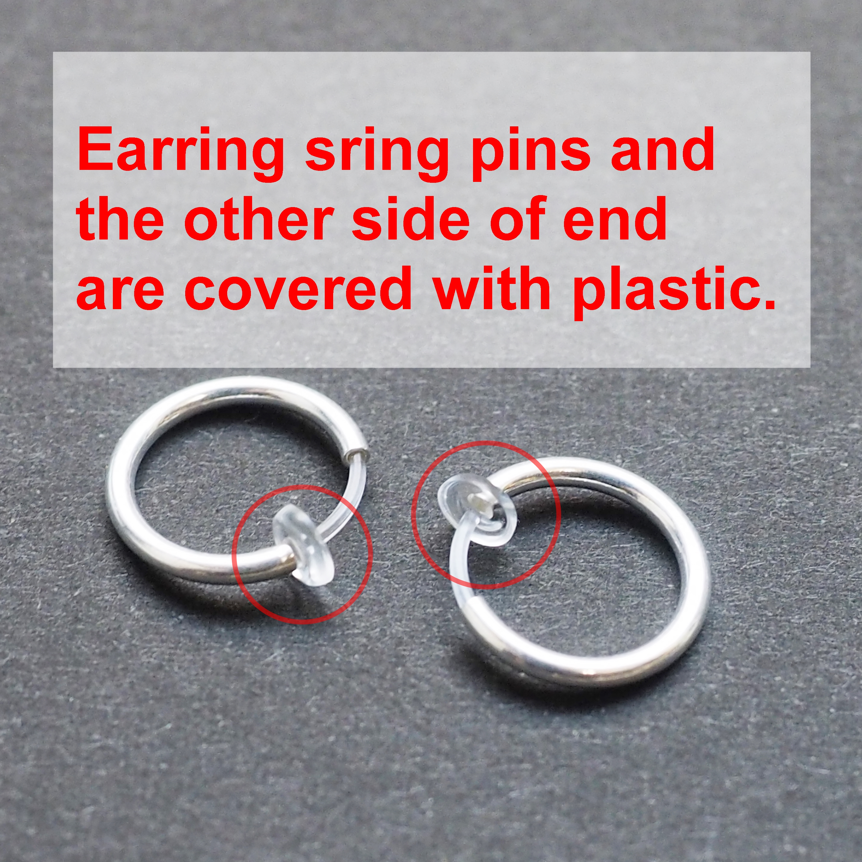 Comfortable small silver plastic resin hypoallergenic clip on hoops earrings Miyabi Grace1.JPG