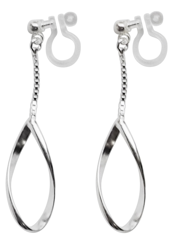 Comfortable pierced look chain bar dangle sterling silver invisible clip on earrings Miyabi Grace 7.jpg